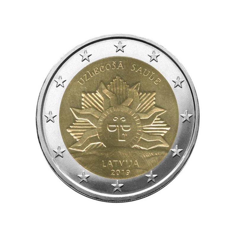 2 euros commémorative Lettonie 2019 - Soleil Levant.