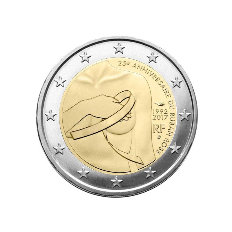 2 euros commémorative France 2017 - Ruban rose.