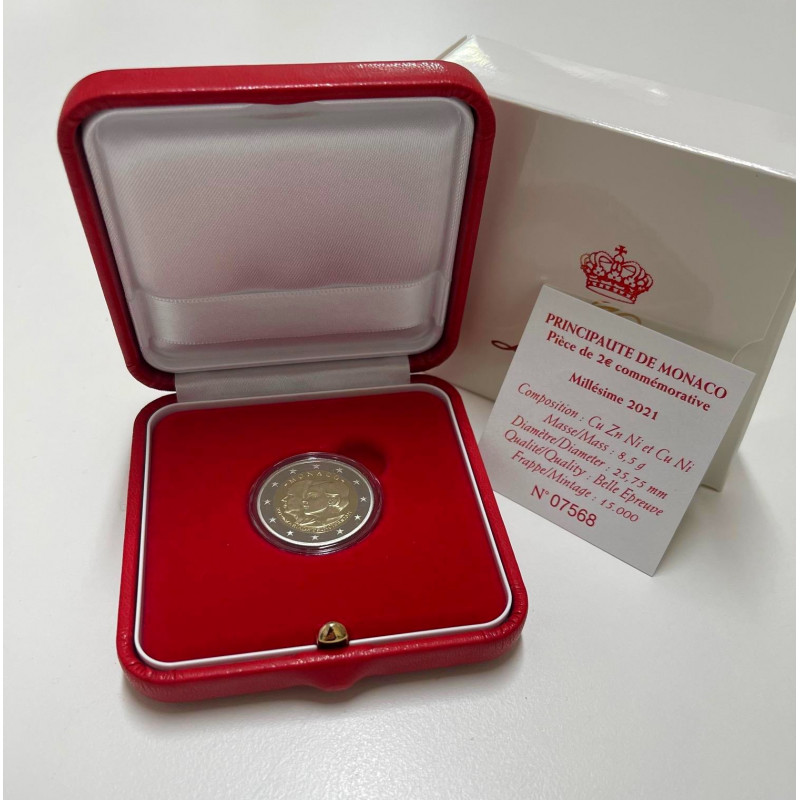 Coffret BE 2 euros Monaco 2021 - Mariage du Prince Albert et Charlène. Coffret BE 2 euros Monaco 2021 - Mariage du Prince Albert et Charlène.