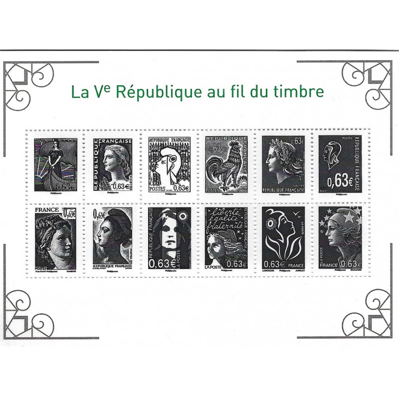 Feuillet de 12 timbres La Vème République N°F4781 neuf**.