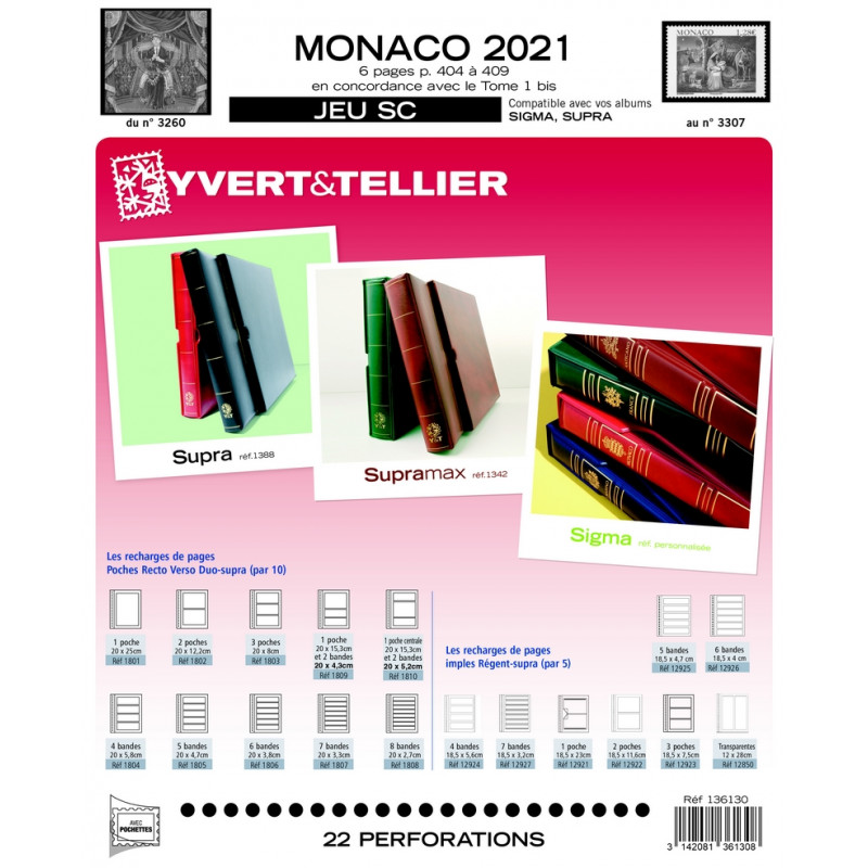 Jeux SC timbres de Monaco 2021 avec pochettes de protection.