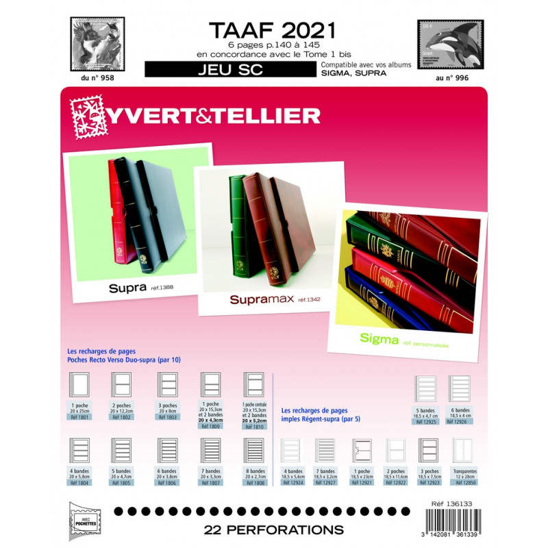 Jeux SC Yvert timbres des T.A.A.F. 2021.