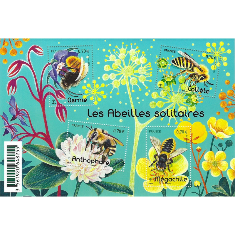 Feuillet de 4 timbres Abeilles Solitaires N°F5052 neuf**.