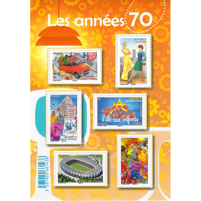Feuillet de 6 timbres Les années 70 - N°F5056 neuf**.