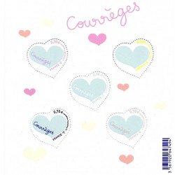 Feuillet de 5 timbres Saint-Valentin Cœur Courrèges F5026 neuf**.