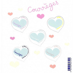Feuillet de 5 timbres Saint Valentin Cœur Courrèges N°F5026 neuf**.