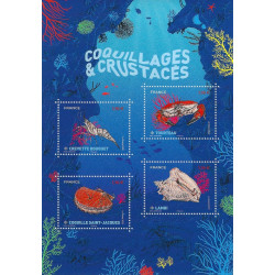 Feuillet de 4 timbres Coquillages et Crustacés F5557 neuf**.