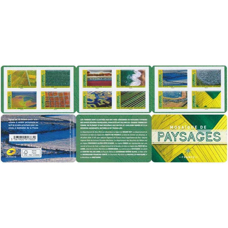 Timbres autoadhésifs de France N°1942-1953, Paysages.