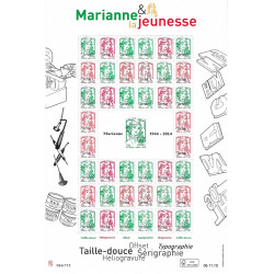 Feuillet multi technique de timbres Marianne et la Jeunesse surchargé F4774B.