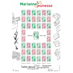 Feuillet multi technique de timbres Marianne et la Jeunesse surchargé N°F4774B.