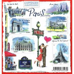 Feuillet de 4 timbres Capitales Européennes Paris F4514 neuf**.