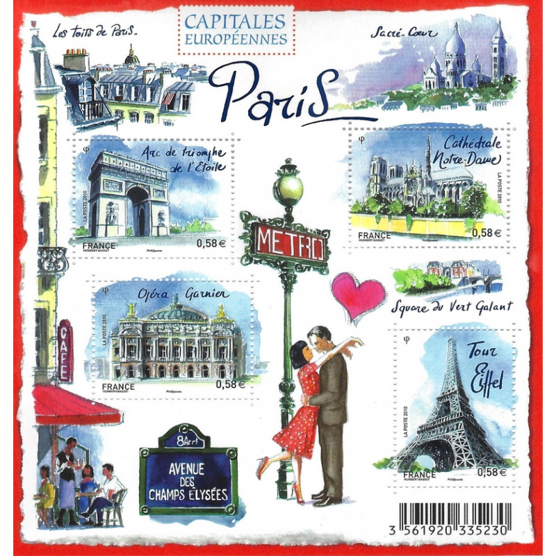 Feuillet de 4 timbres Capitales Européennes Paris F4514 neuf**.