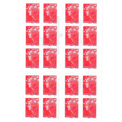 Carnet 20 timbres Marianne rouge à validité permanente.
