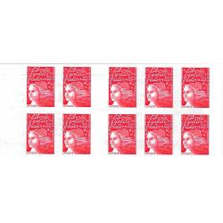 Carnet 10 timbres Marianne rouge - Lettre prioritaire.