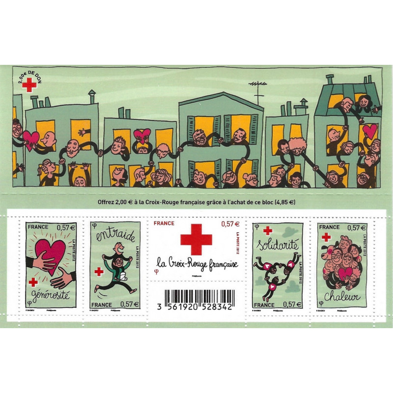 Feuillet de 5 timbres Croix-Rouge Française N°F4699 neuf**.