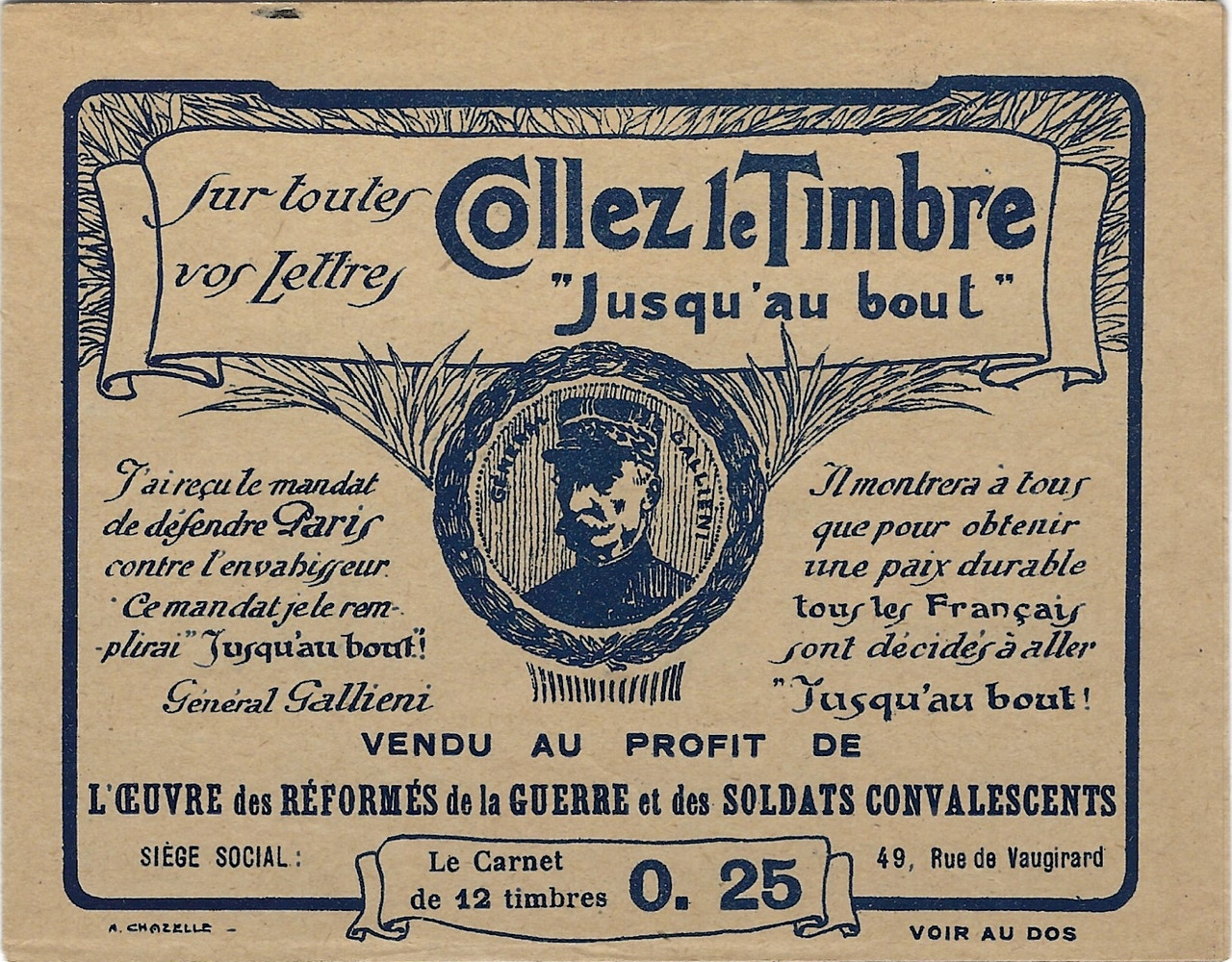 Prix D Un Carnet De 12 Timbres Carnet de 12 vignettes au profit de l'oeuvre des reformés de la guerre. - Philantologie