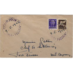 Fezzan R.F. enveloppe de Mourzouk pour Cameroun 1943, R.