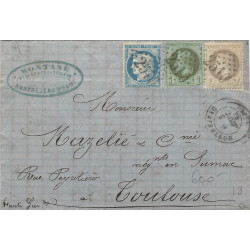 Affranchissement tricolore de septembre 1871 sur pli Montréjeau.