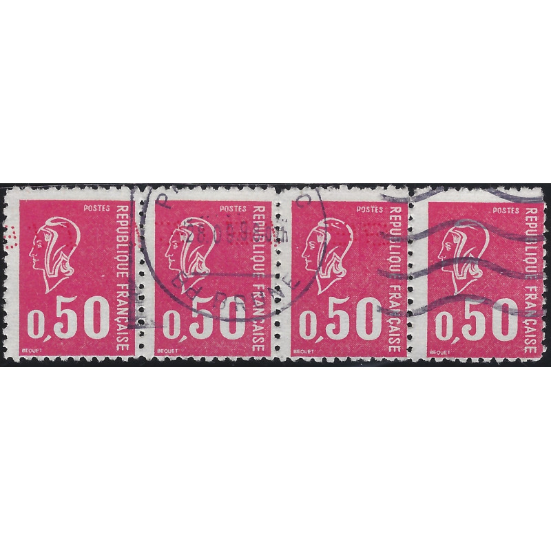 Marianne de Béquet timbre N°1664f bande de 4 oblitéré, R.