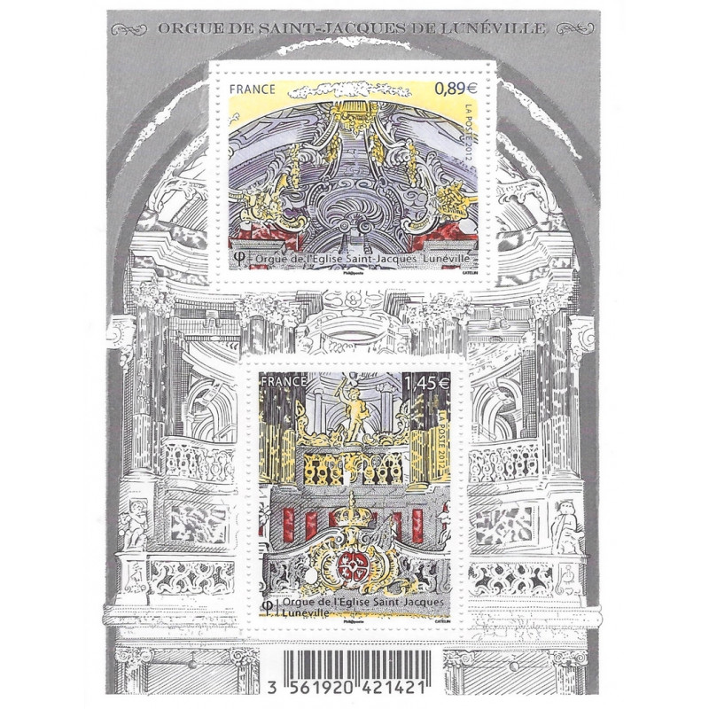 Feuillet de 2 timbres Orgue de Lunéville N°F4708 neuf**.