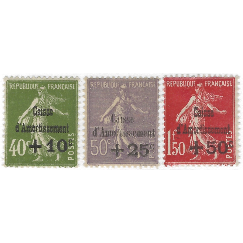 Caisse d'Amortissement timbres de France N° 275-277 neuf*.
