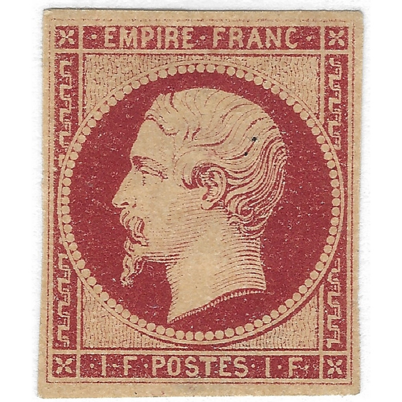 Empire non dentelé 1 franc carmin timbre de France N° 18 a neuf*. RR