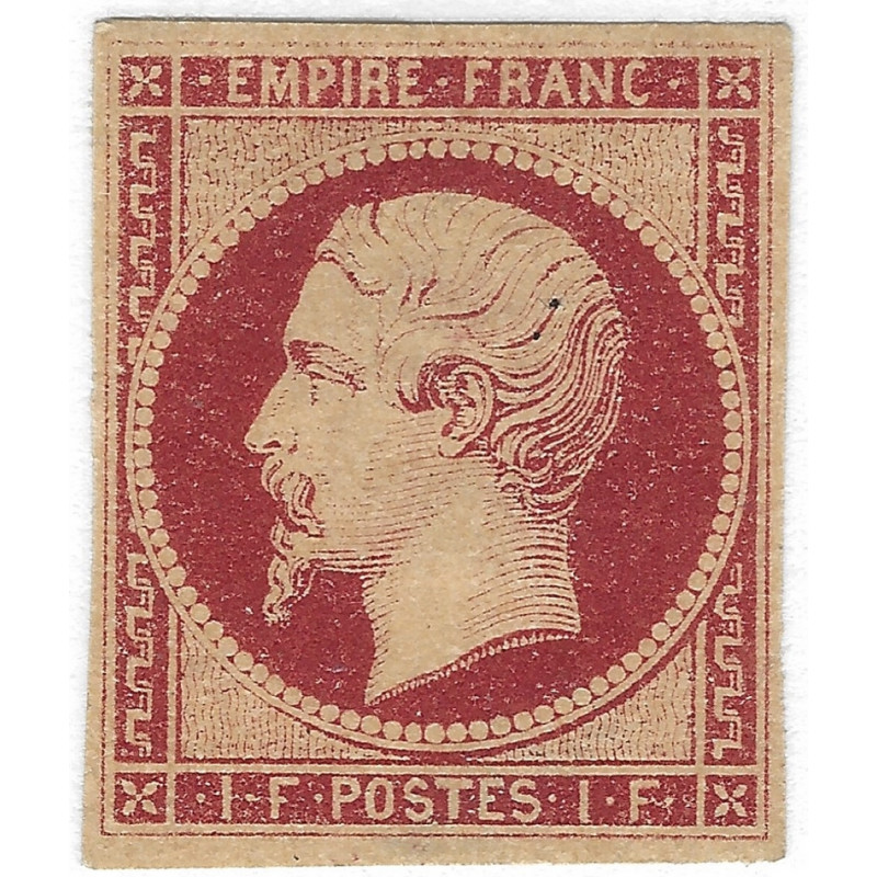 Empire non dentelé 1 franc carmin timbre de France N°18a neuf*. RR