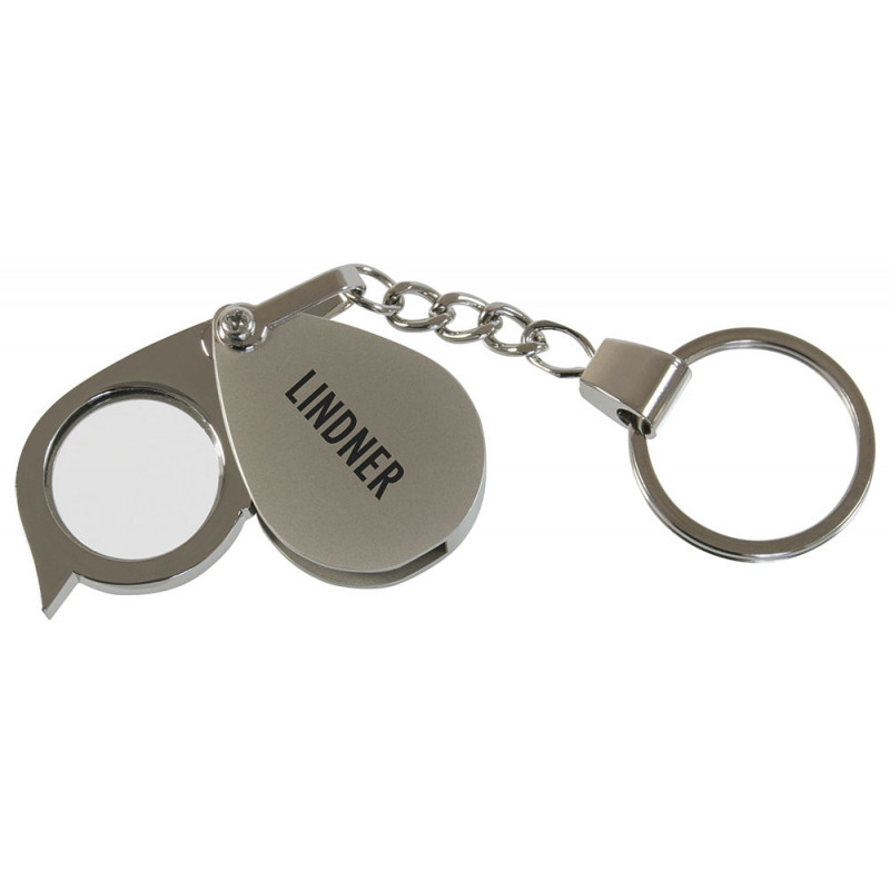 Loupe à clapet porte-clés avec lentille en verre , grossissement 5 fois.