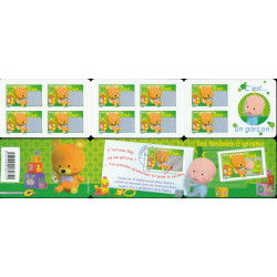 Carnet de 10 timbres naissances à gratter - c'est un garçon.