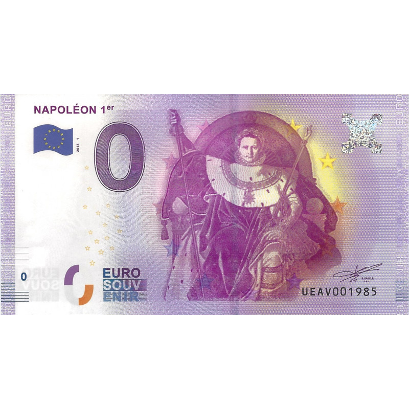 Billet touristique 0 Euro Souvenir - Napoléon premier 2016 variété, Rare.