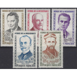 Héros de la Résistance timbres N° 1248-1252 série neuf**.