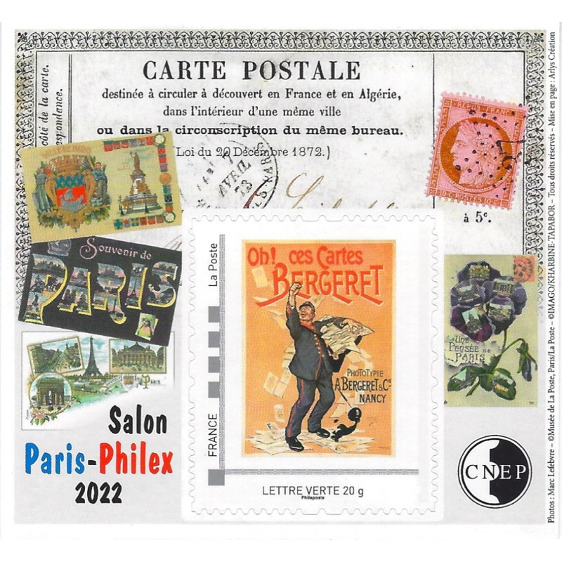 Bloc C.N.E.P. N°89 La carte postale 2022 autoadhésif.