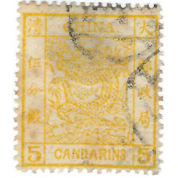 Empire de Chine Grand Dragon timbre N°3 oblitéré.