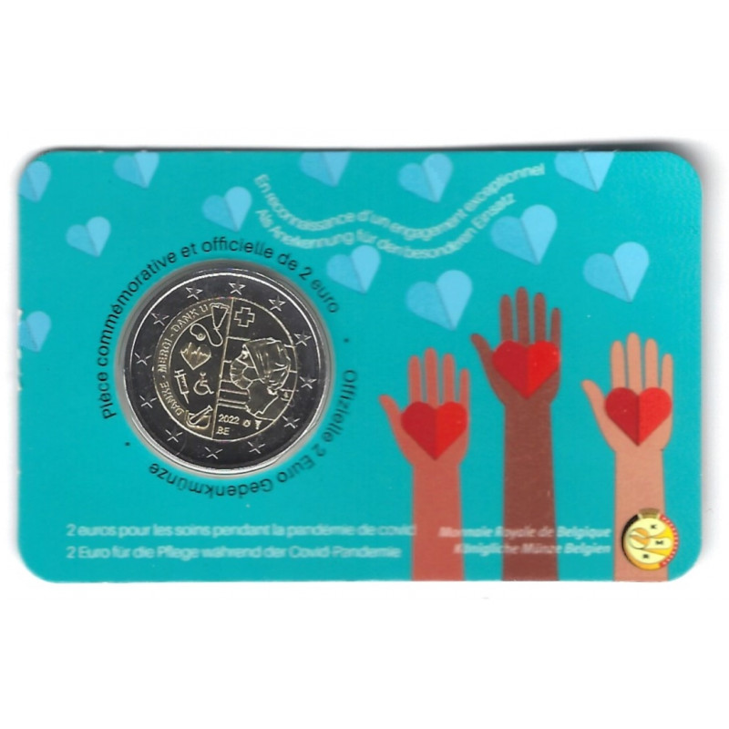2 euros Belgique 2022 - Soins Pandémie coincard version française.