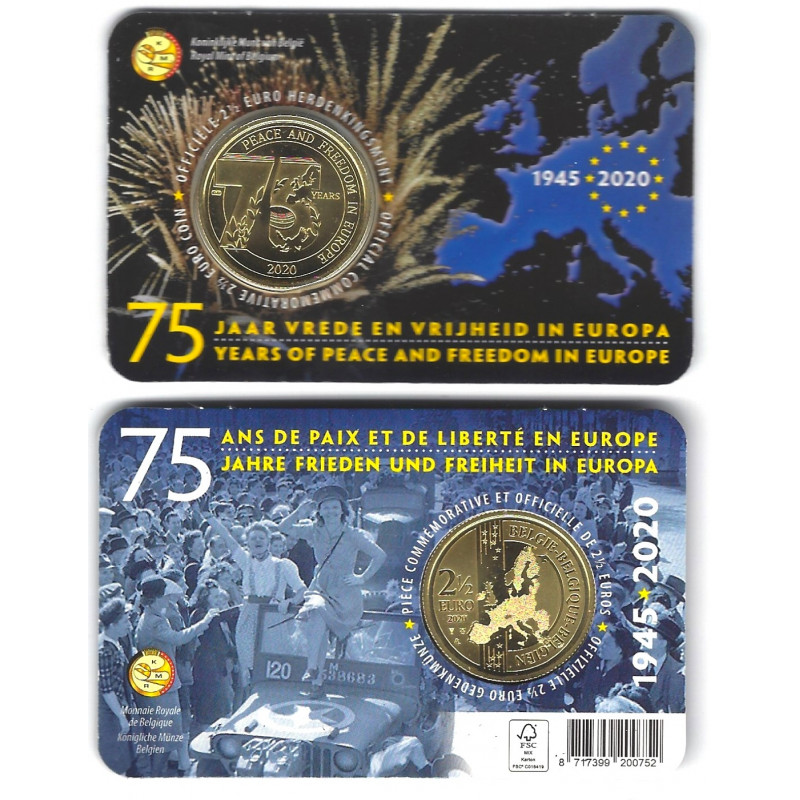 2.50 euros Belgique 2020 - La paix en coincard.