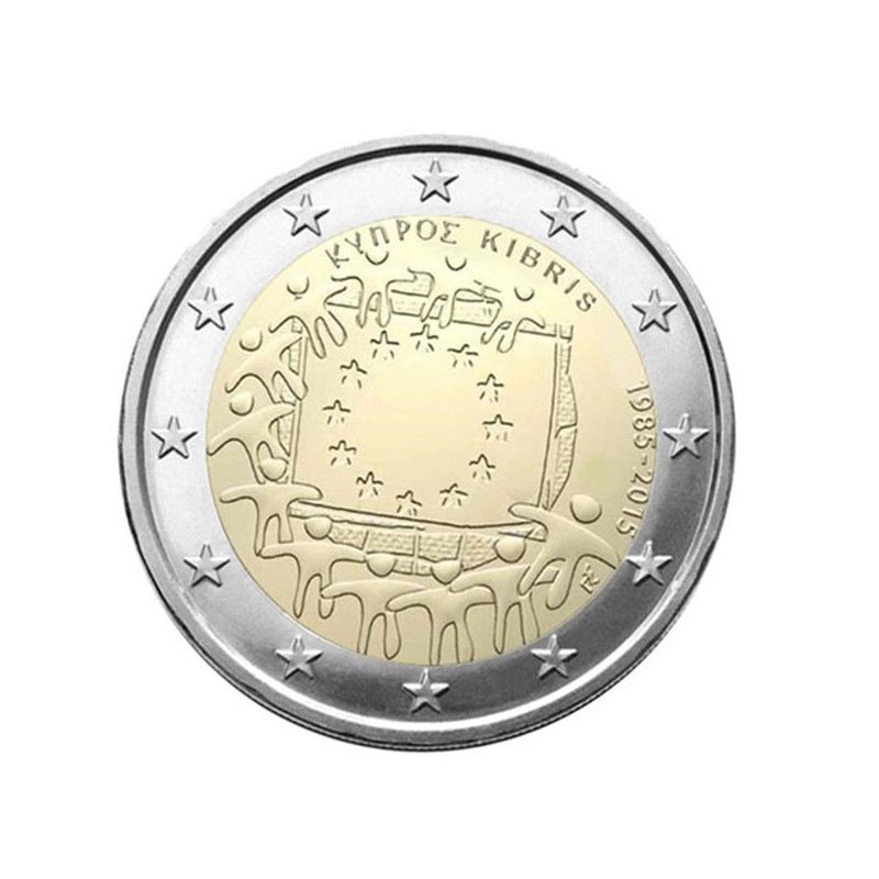 2 euros commémorative Chypre 2015 - 30 ans du drapeau européen.