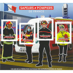 Feuillet de 4 timbres Sapeurs Pompiers neuf**.
