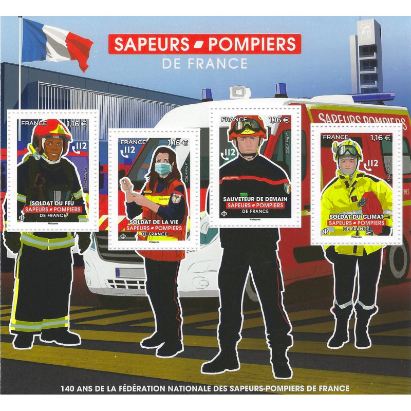 Feuillet de 4 timbres Sapeurs Pompiers N°F5584 neuf**.
