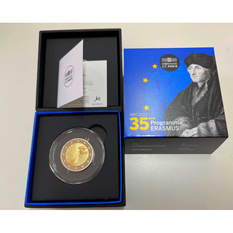 2 euros coffret BE France Erasmus 2022.