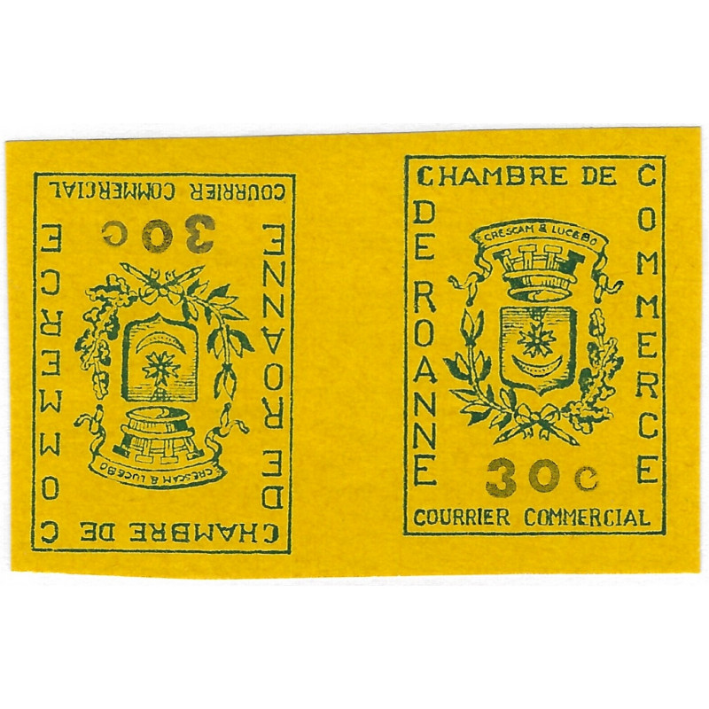 Timbre de grève Roanne N°14 paire tête-bêche neuf**.