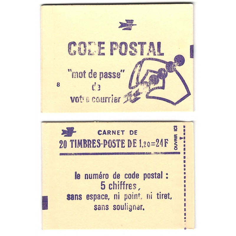 Carnet de 20 timbres Sabine - Code postal neuf**.