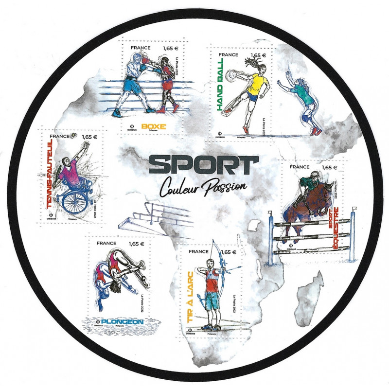 Feuillet de 6 timbres Sport couleur passion N°F5588 neuf**.