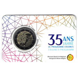 2 euros commémorative Belgique Erasmus 2022 - coincard BU version française.