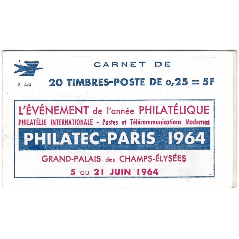 Carnet de 20 timbres type Décaris avec publicité Philatec.