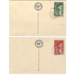 Samothrace timbres de France N°354-355 oblitérés sur CP officielle.