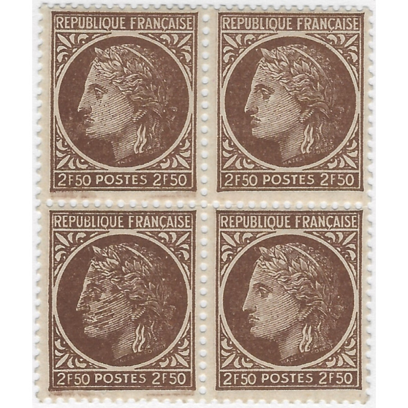 Cérès de Mazelin timbre N°681 variété dans un bloc de 4 neuf**.