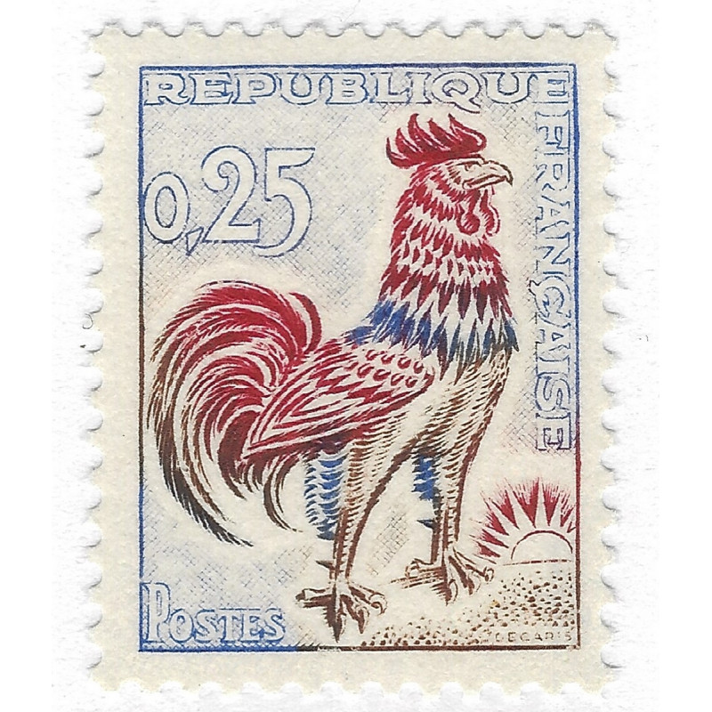 Coq de Decaris timbre N°1331d tirage spécial neuf**, R.