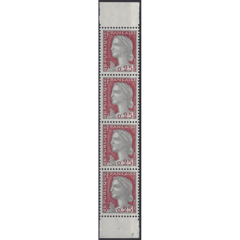 Marianne de Decaris bande de 4 timbres issue de carnet N°1263i neuf**.