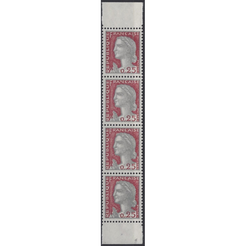 Marianne de Decaris bande de 4 timbres issue de carnet N°1263i neuf**.