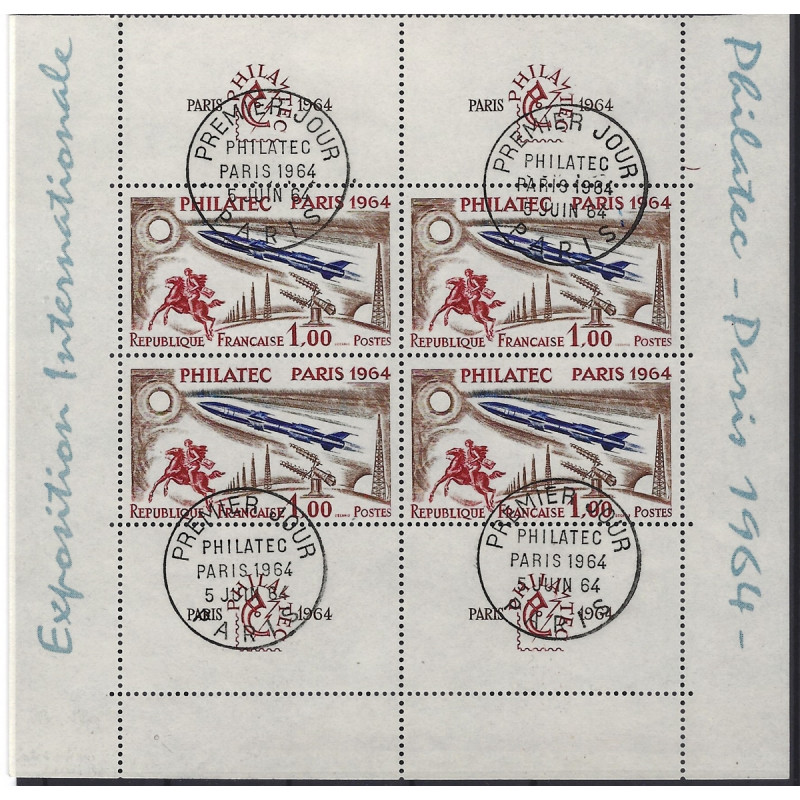 Philatec timbre N°1422 bloc de 4 oblitéré premier jour.